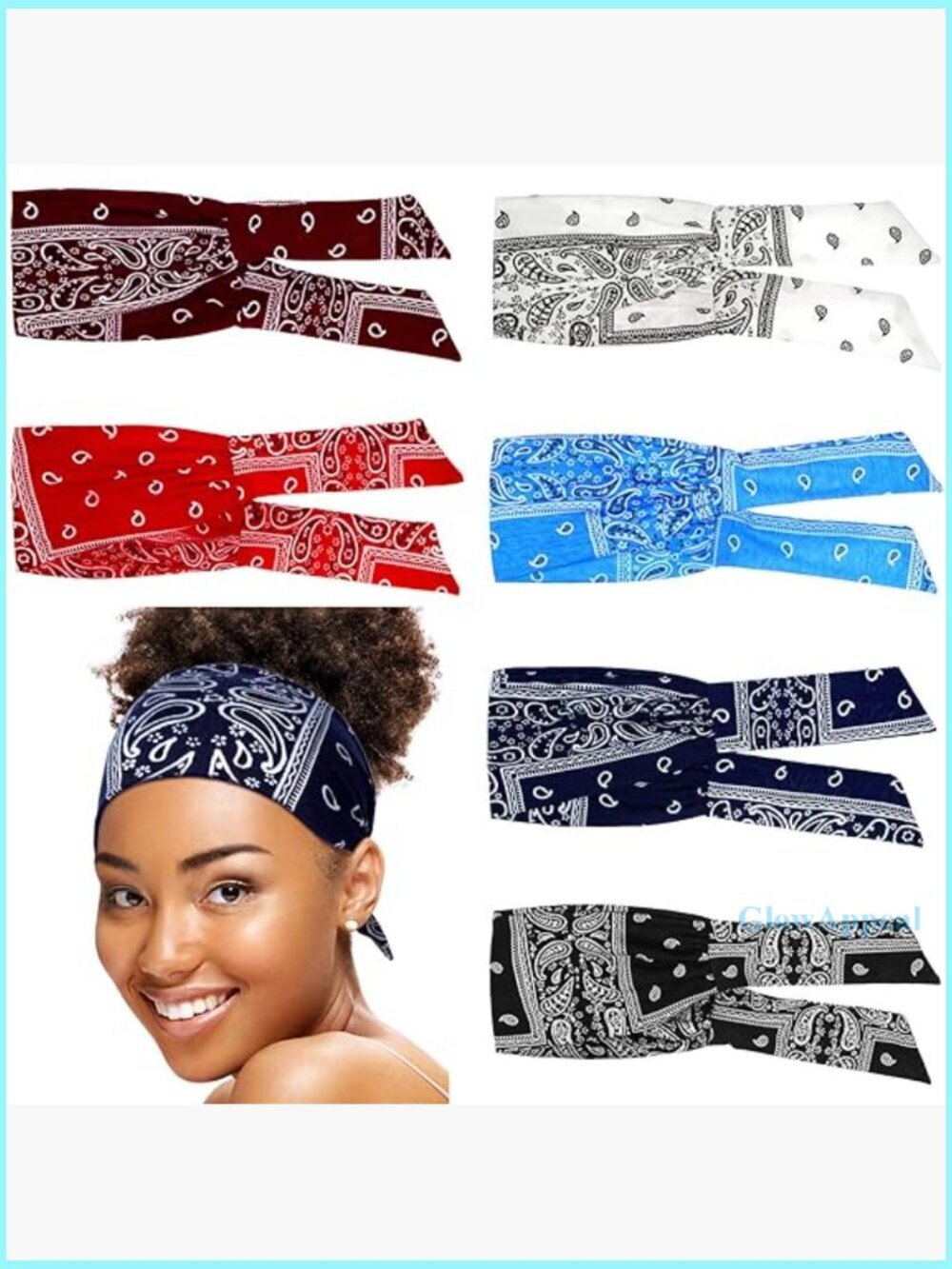 6 Pack Adjustable Elastic Tie Headbands for Yoga Running Workout Non Slip